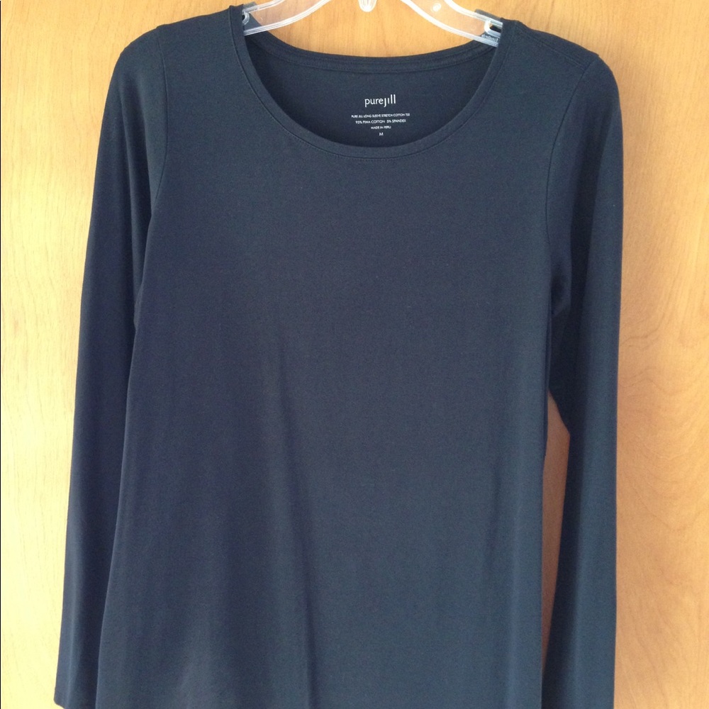 Pure Jill stretch cotton black long sleeve tee M